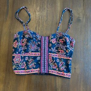 American Eagle Floral Paisley bohemian cropped tank size XS